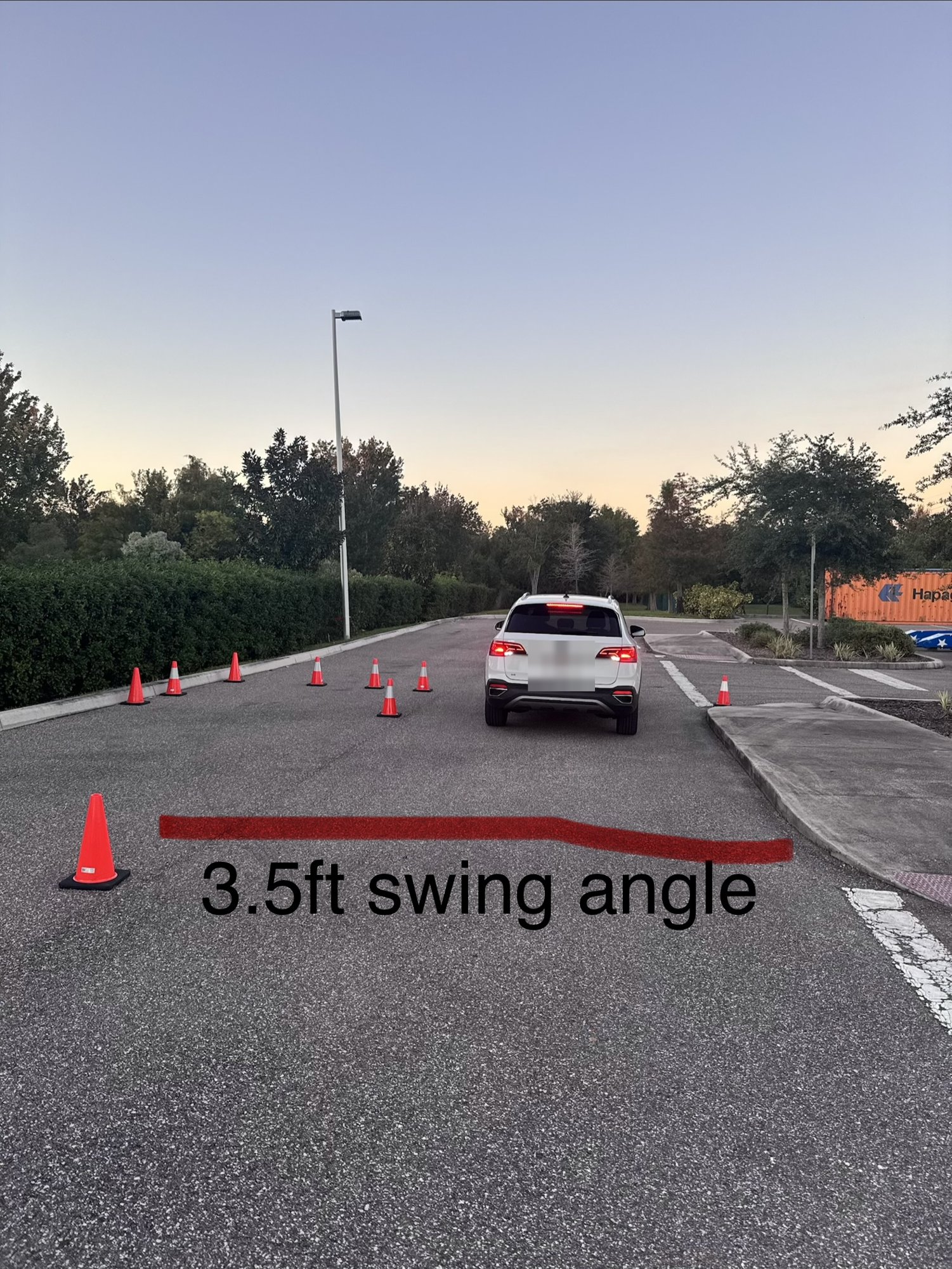 Coaching diagram — 3.5ft swing angle
